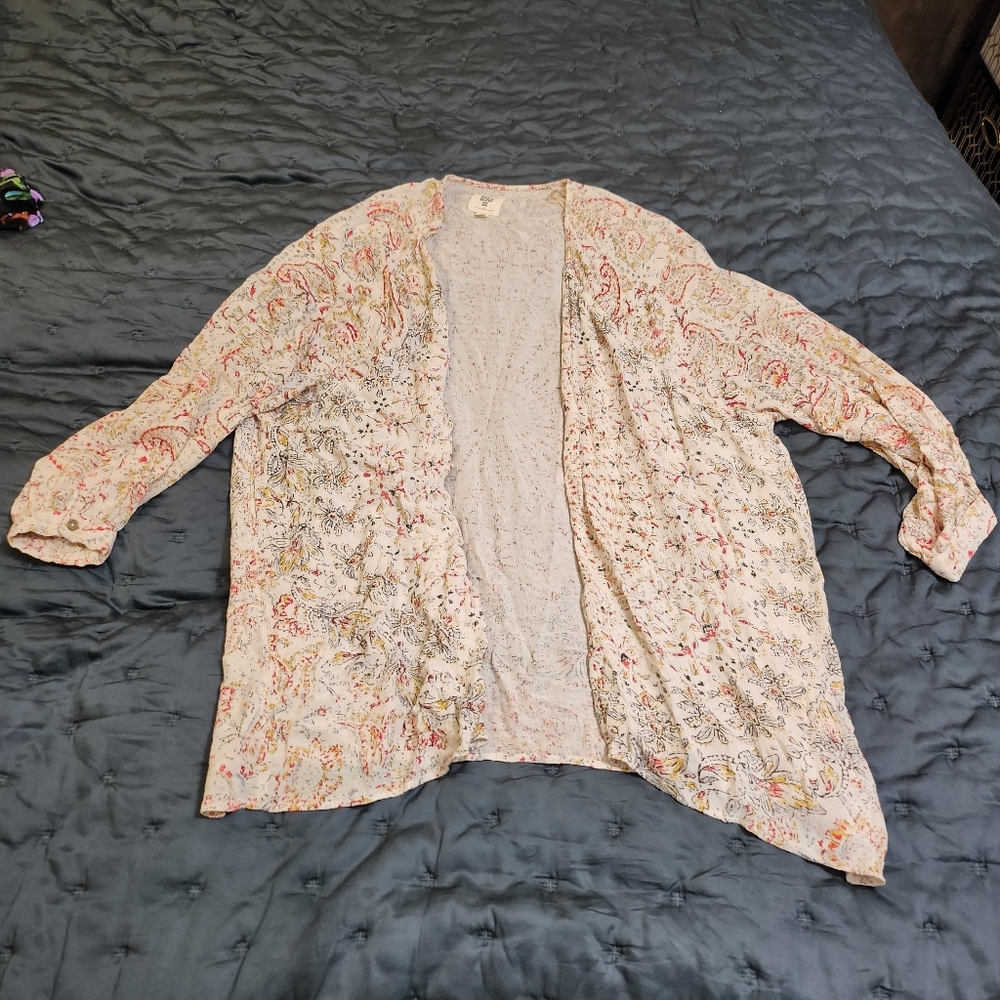 Floral Open-Front Women's Sweater